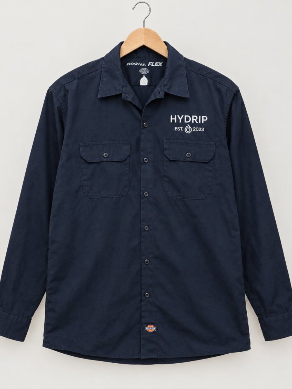Genuine Dickies Flex Long Sleeve Dark Navy Blue Work Shirt Size Large NWOT